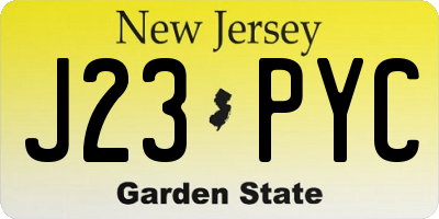 NJ license plate J23PYC