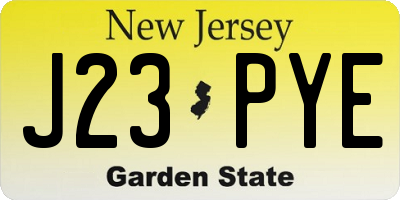NJ license plate J23PYE