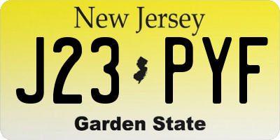 NJ license plate J23PYF