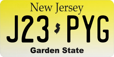 NJ license plate J23PYG