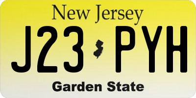 NJ license plate J23PYH