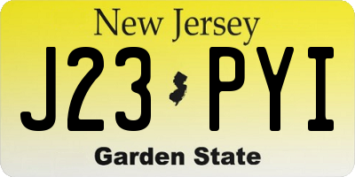 NJ license plate J23PYI