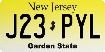 NJ license plate J23PYL