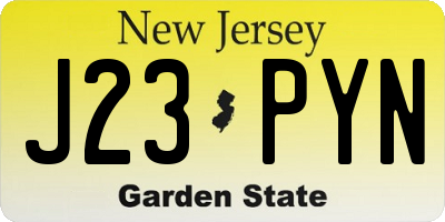NJ license plate J23PYN