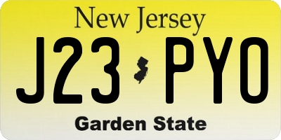 NJ license plate J23PYO