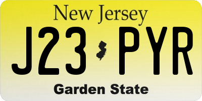 NJ license plate J23PYR