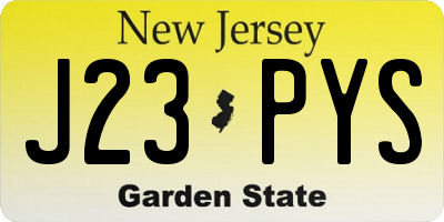 NJ license plate J23PYS