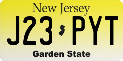 NJ license plate J23PYT
