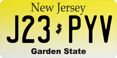NJ license plate J23PYV