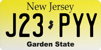 NJ license plate J23PYY