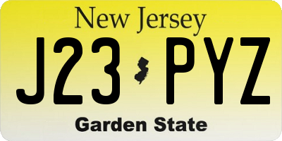 NJ license plate J23PYZ
