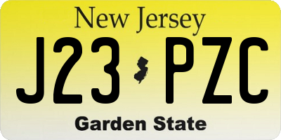 NJ license plate J23PZC