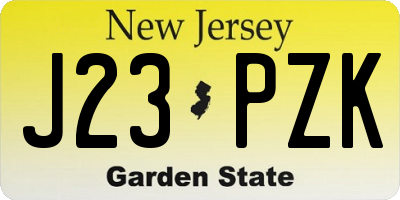 NJ license plate J23PZK