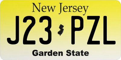 NJ license plate J23PZL