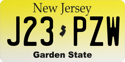 NJ license plate J23PZW