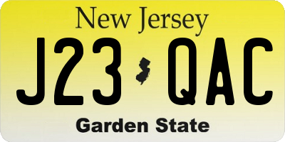 NJ license plate J23QAC