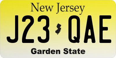 NJ license plate J23QAE