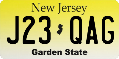 NJ license plate J23QAG