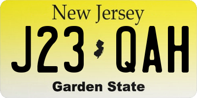 NJ license plate J23QAH