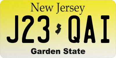 NJ license plate J23QAI