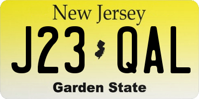 NJ license plate J23QAL