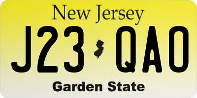 NJ license plate J23QAO