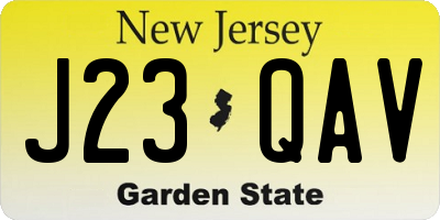 NJ license plate J23QAV