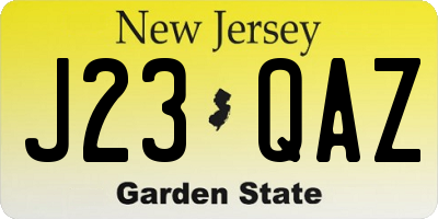NJ license plate J23QAZ