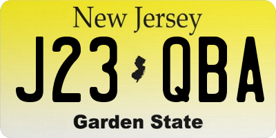 NJ license plate J23QBA