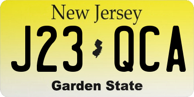 NJ license plate J23QCA