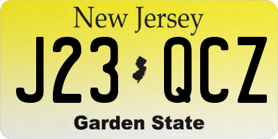 NJ license plate J23QCZ