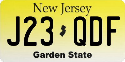 NJ license plate J23QDF