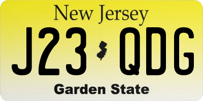 NJ license plate J23QDG