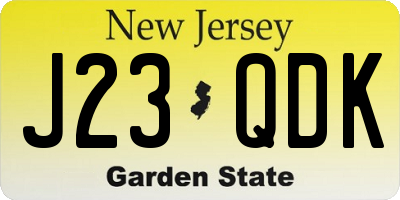 NJ license plate J23QDK