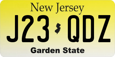 NJ license plate J23QDZ