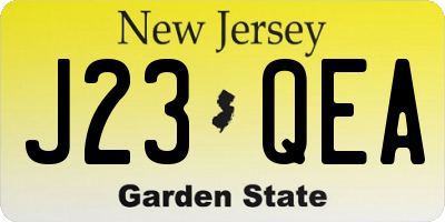 NJ license plate J23QEA