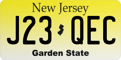 NJ license plate J23QEC