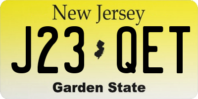 NJ license plate J23QET