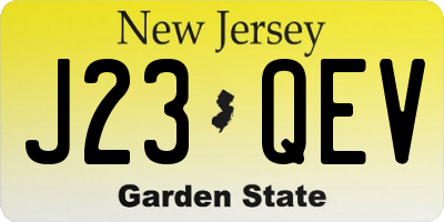 NJ license plate J23QEV