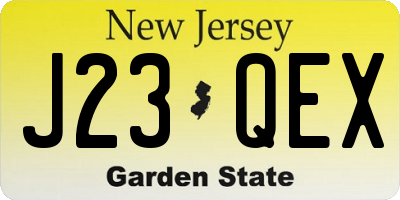 NJ license plate J23QEX