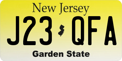 NJ license plate J23QFA