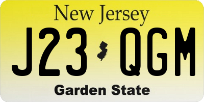 NJ license plate J23QGM