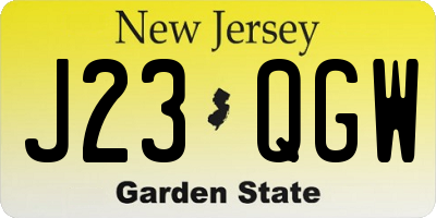 NJ license plate J23QGW