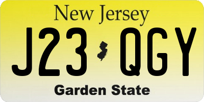 NJ license plate J23QGY