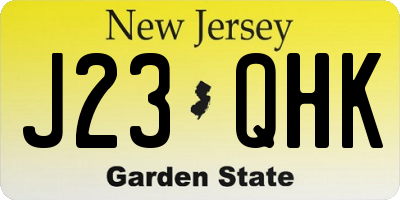 NJ license plate J23QHK