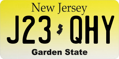 NJ license plate J23QHY