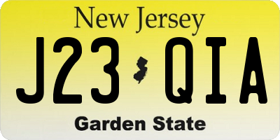 NJ license plate J23QIA