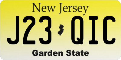 NJ license plate J23QIC