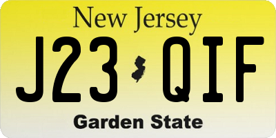 NJ license plate J23QIF