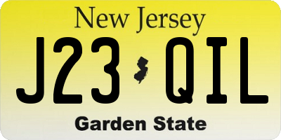 NJ license plate J23QIL